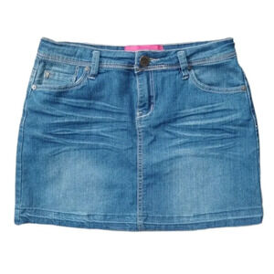 Voltige Denim Blue  Jean Mini Skirt, 26
